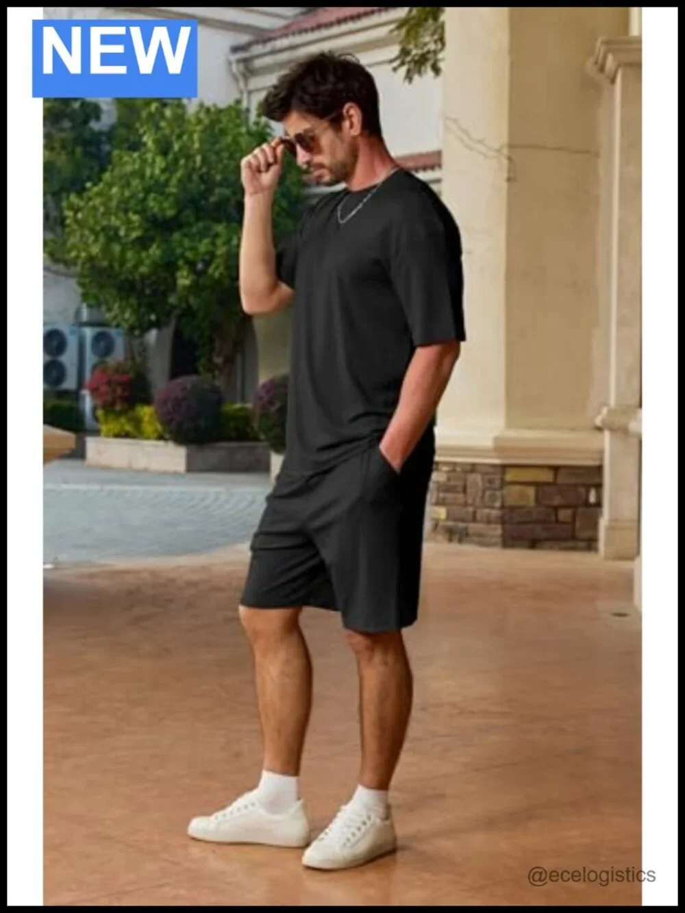 Men's 2 Piece Athletic Short Set Oversize T-Shirts Drawstring Tracksuit